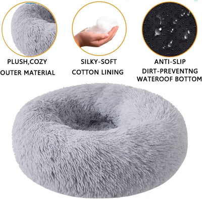 Coco Kindi™ Soft Plush Round Bed – Grey