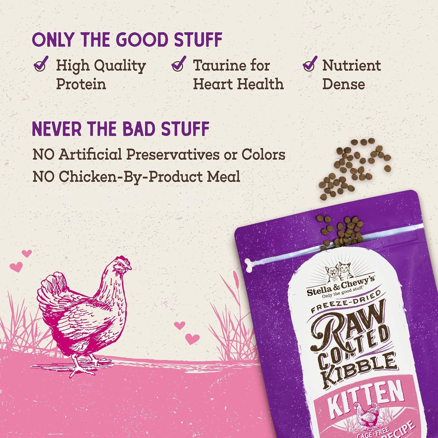 Stella & Chewy's Raw Coated Premium Kibble Cat Kitten Food 2.5 lb